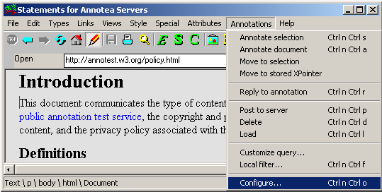 Configuring annotation servers.