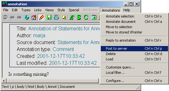 Posting an annotation to a server.