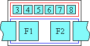 Diagram of glyph layout in overhanging ruby
