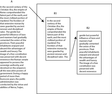 This figure shows one flow mapped to regions R1 and R2.