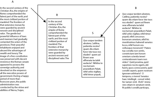 This figure shows two flows; flow A mapped to region R, and flow B mapped to region S.