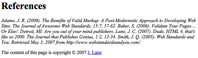 The finished example