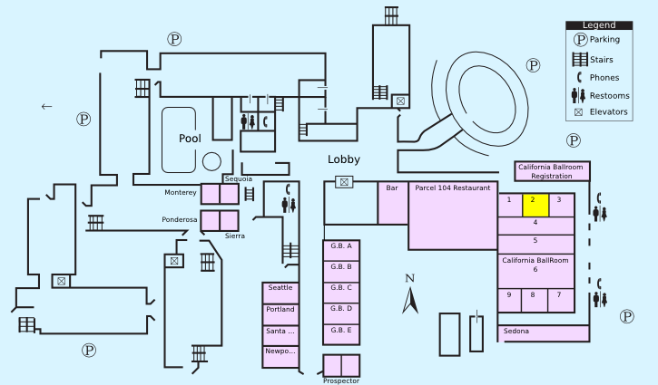 Floor plan with highlight on California Ballroom-2