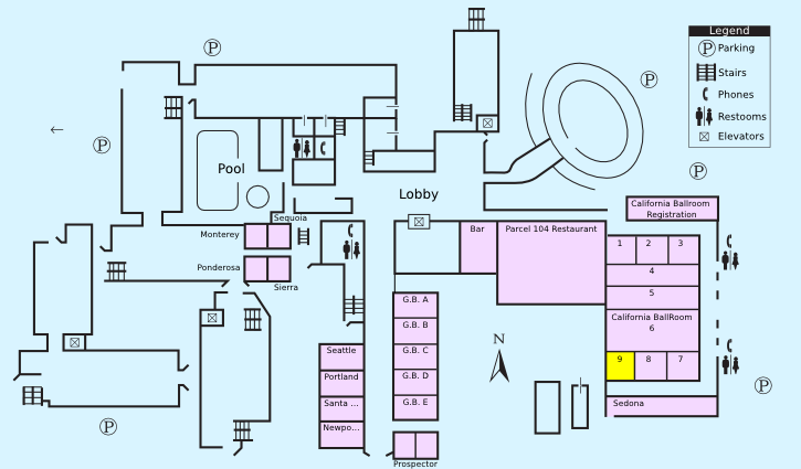 Floor plan with highlight on California Ballroom-9