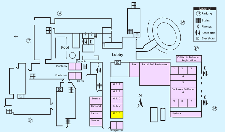 Floor plan with highlight on Grand Ballroom E