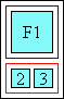 Diagram of ruby glyph layout in horizontal mode with ruby text appearing below the base