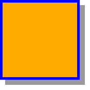 A square-cornered box with a light gray shadow the same
       shape as the border box offset 10px to the right and 10px down from
       directly underneath the box.