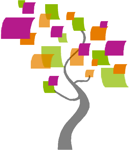 [Picture of a stylized tree with colorful, square leaves]